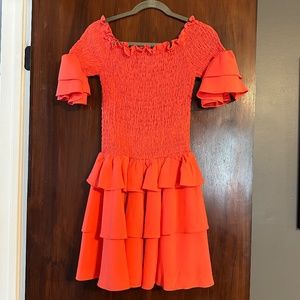 Aqua Off the Shoulder Tiered Ruffle Mini Dress